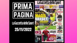 Prima pagina Gazzetta dello Sport: magia Brasile, Richarlison show