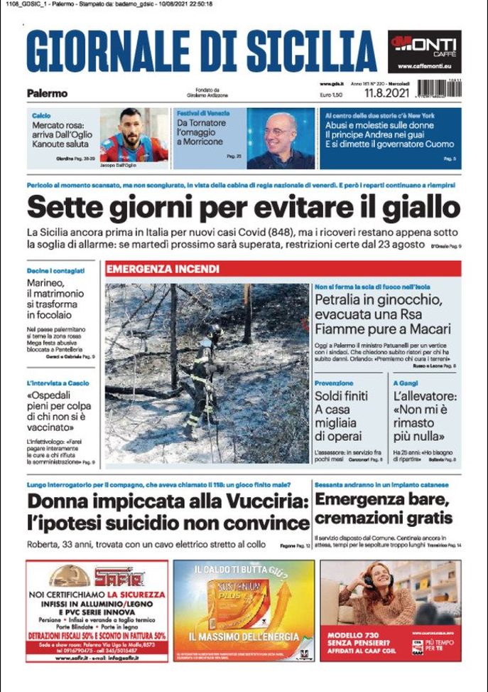 Prima Pagina, Giornale di Sicilia: “Arriva Dall’Oglio, Kanoute saluta” Prima Pagina, Giornale di Sicilia: “Arriva Dall’Oglio, Kanoute saluta”
