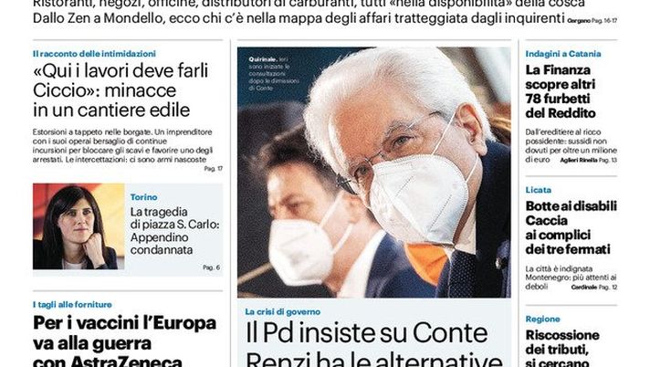 Prima Pagina, Giornale di Sicilia: “Le aziende all’ombra del clan. Il Pd insiste su Conte” 