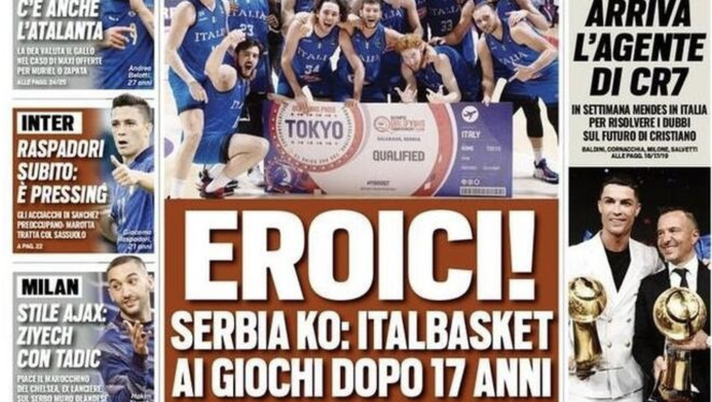 Prima Pagina, Tuttosport: &#8220;Italia d&#8217;oro. Azzurri alle stelle, valgono 800 milioni&#8221; 