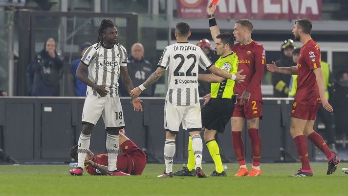 Roma-Juventus 1-0 espulsione Kean Serie A 2022-2023