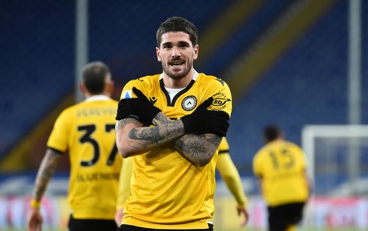 GENOA, ITALY JANUARY 16: Rodrigo De Paul of Udinese Calcio celebrates after score first goal during the Serie A match between UC Sampdoria and Udinese Calcio at Stadio Luigi Ferraris on January 16, 2021 in Genoa, Italy. (Photo by Paolo Rattini/Getty Images) GENOA, ITALY JANUARY 16: Rodrigo De Paul of Udinese Calcio celebrates after score first goal during the Serie A match between UC Sampdoria and Udinese Calcio at Stadio Luigi Ferraris on January 16, 2021 in Genoa, Italy. (Photo by Paolo Rattini/Getty Images)
