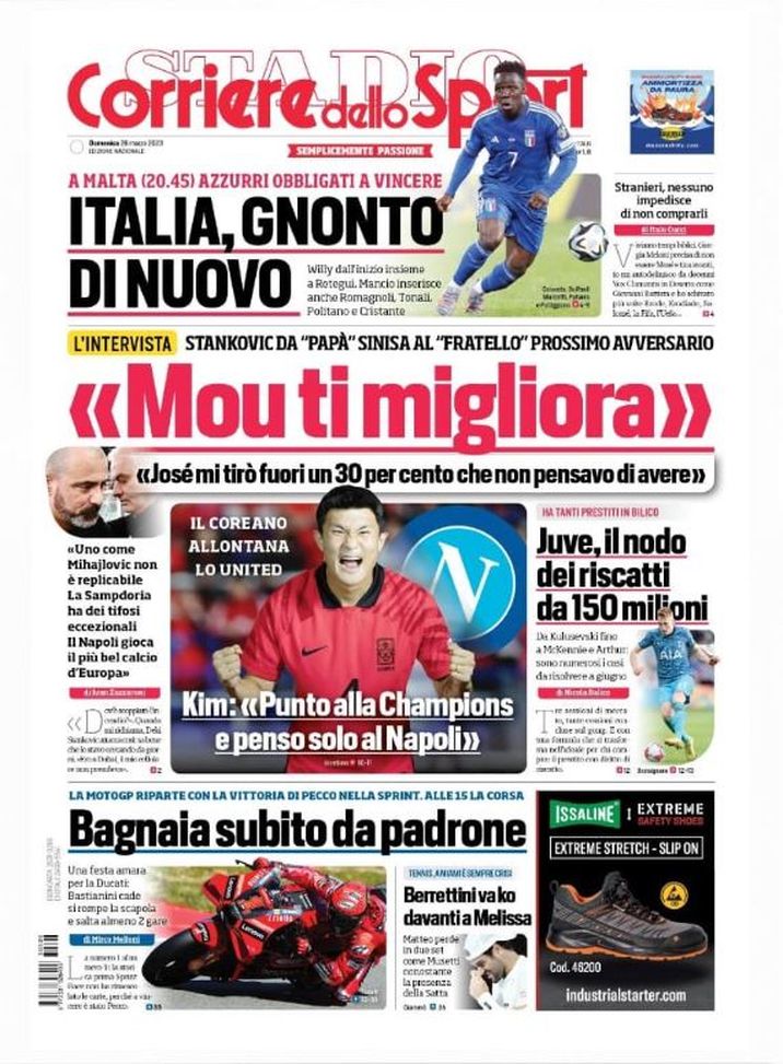 EDICOLA CDS – Stankovic: “Mou ti migliora. Mi tirò fuori un 30% che non pensavo di avere” - immagine 1