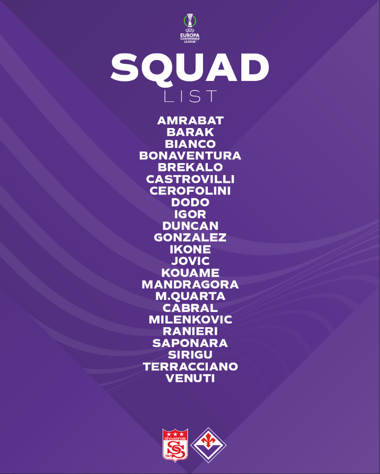 Convocati Fiorentina