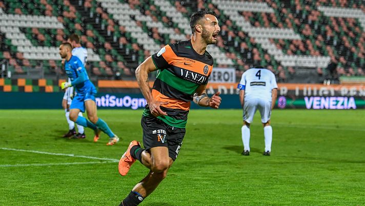 VENICE, ITALY - MAY 27: Riccardo Bocalon of Venezia FC celebrates after scoring his team's first goal during the Serie B Playoffs Final match between Venezia FC and AS Cittadella at Stadio Pier Luigi Penzo on May 27, 2021 in Venice, Italy. (Photo by Nicolo Zangirolami/Getty Images) VENICE, ITALY - MAY 27: Riccardo Bocalon of Venezia FC celebrates after scoring his team's first goal during the Serie B Playoffs Final match between Venezia FC and AS Cittadella at Stadio Pier Luigi Penzo on May 27, 2021 in Venice, Italy. (Photo by Nicolo Zangirolami/Getty Images)