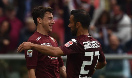 TURIN, ITALY - APRIL 26: Matteo Darmian (L) of Torino FC celebrates his goal with team mate Fabio Quagliarella during the Serie A match between Torino FC and Juventus FC at Stadio Olimpico di Torino on April 26, 2015 in Turin, Italy. (Photo by Valerio Pennicino/Getty Images) TURIN, ITALY - APRIL 26: Matteo Darmian (L) of Torino FC celebrates his goal with team mate Fabio Quagliarella during the Serie A match between Torino FC and Juventus FC at Stadio Olimpico di Torino on April 26, 2015 in Turin, Italy. (Photo by Valerio Pennicino/Getty Images)