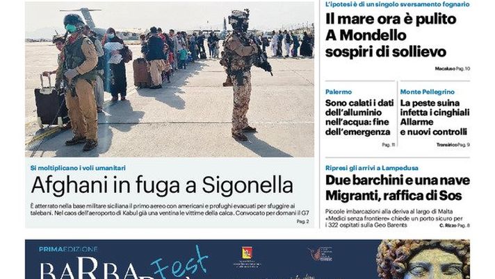 Prima Pagina, Giornale di Sicilia: “Su la maschera in 55 comuni” Prima Pagina, Giornale di Sicilia: “Su la maschera in 55 comuni”