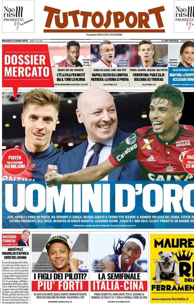 Prima Pagina, Tuttosport: “Uomini d’oro. C’è la fila per Meité. Napoli: occhi su Lobotka. Herrera, la Roma ci prova…” Prima Pagina, Tuttosport: “Uomini d’oro. C’è la fila per Meité. Napoli: occhi su Lobotka. Herrera, la Roma ci prova…”