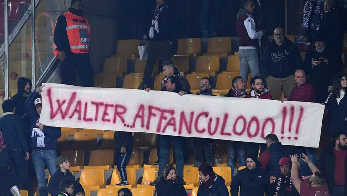 LECCE, ITALY - FEBRUARY 02: Torino FC supporters banners during the Serie A match between US Lecce and  Torino FC at Stadio Via del Mare on February 02, 2020 in Lecce, Italy. (Photo by Francesco Pecoraro/Getty Images)