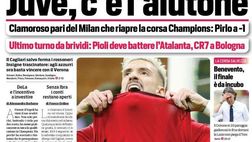 Prima Pagina, Corriere dello Sport: “Juve c’è l’aiutone. Clamoroso pari del Milan, Pirlo a -1”