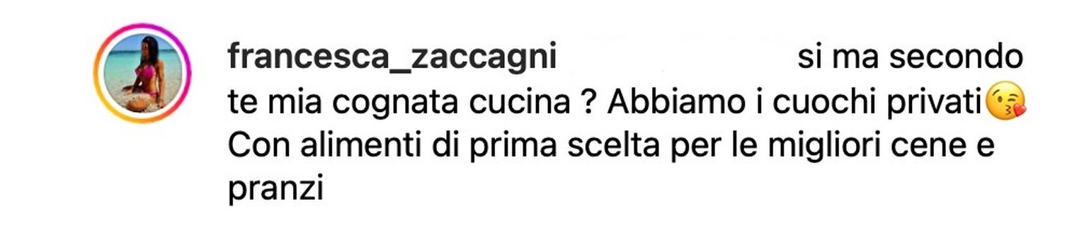 Un’hater a Chiara Nasti: “Ma cucini mai?”. La sorella di Zaccagni interviene e ironizza così- immagine 3