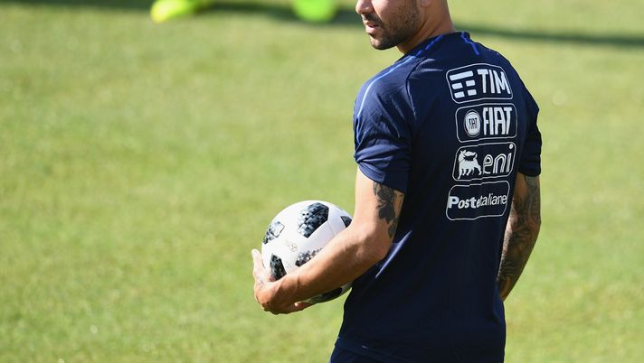 FLORENCE, ITALY - MAY 26:  Simone Zaza of Italy looks on during a Italy training session at Centro Tecnico Federale di Coverciano on May 26, 2018 in Florence, Italy.  (Photo by Claudio Villa/Getty Images) 