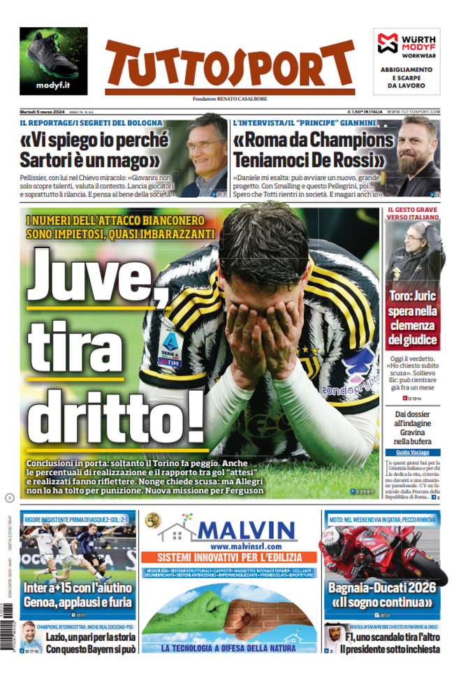 EDICOLA – Riecco il solito imbarazzante Tuttosport: “Inter a +15 con l’aiutino” EDICOLA – Riecco il solito imbarazzante Tuttosport: “Inter a +15 con l’aiutino” - immagine 1