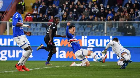 GENOA, ITALY - MARCH 12: Maya Yoshida of UC Sampdoria scores Juventus's first goal of the game via an own-goal during the Serie A match between UC Sampdoria and Juventus at Stadio Luigi Ferraris on March 12, 2022 in Genoa, Italy. (Photo by Chris Ricco - Juventus FC/Juventus FC via Getty Images) GENOA, ITALY - MARCH 12: Maya Yoshida of UC Sampdoria scores Juventus's first goal of the game via an own-goal during the Serie A match between UC Sampdoria and Juventus at Stadio Luigi Ferraris on March 12, 2022 in Genoa, Italy. (Photo by Chris Ricco - Juventus FC/Juventus FC via Getty Images)