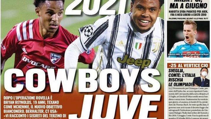 La prima pagina di Tuttosport, in edicola oggi, 2 gennaio 2021 