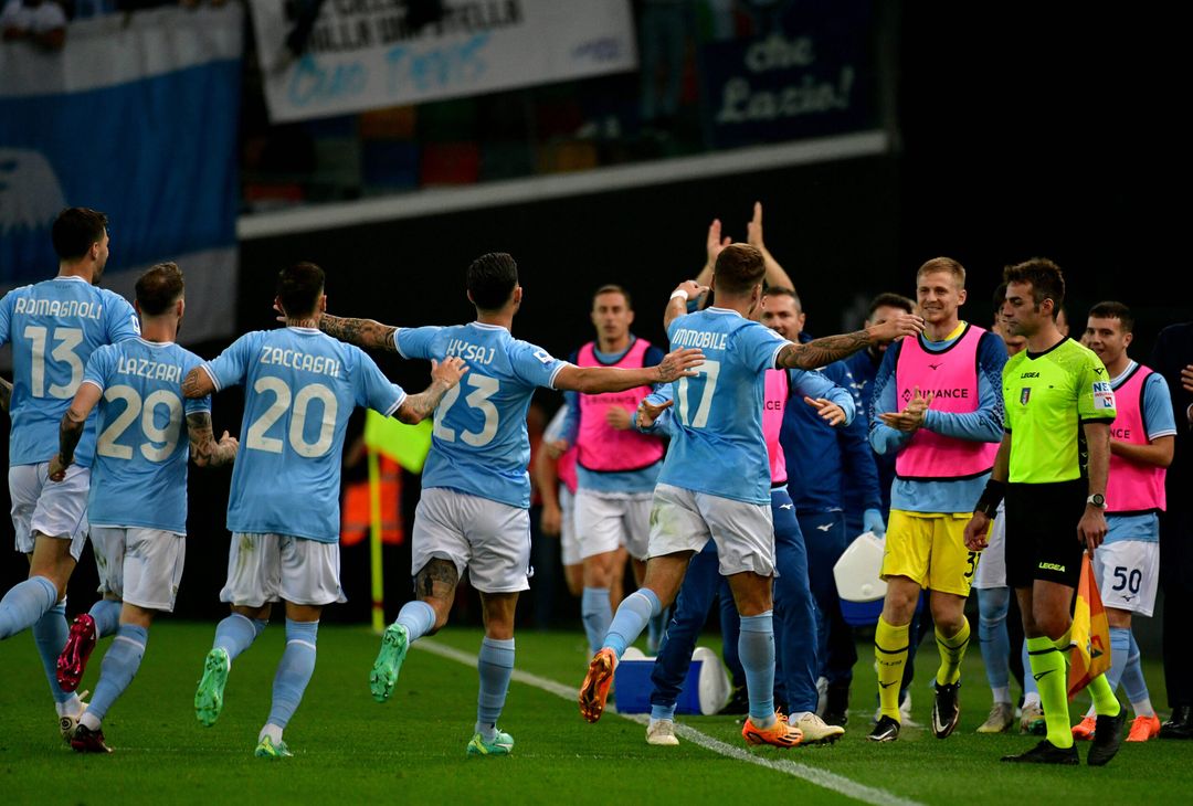 La Lazio esulta dopo il gol