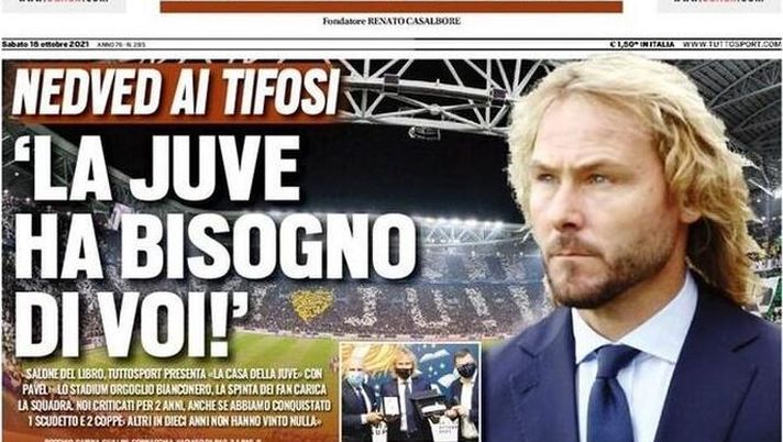 Prima Pagina, Tuttosport: “Nedved ai tifosi, la Juve ha bisogno di voi” Prima Pagina, Tuttosport: “Nedved ai tifosi, la Juve ha bisogno di voi” - immagine 1