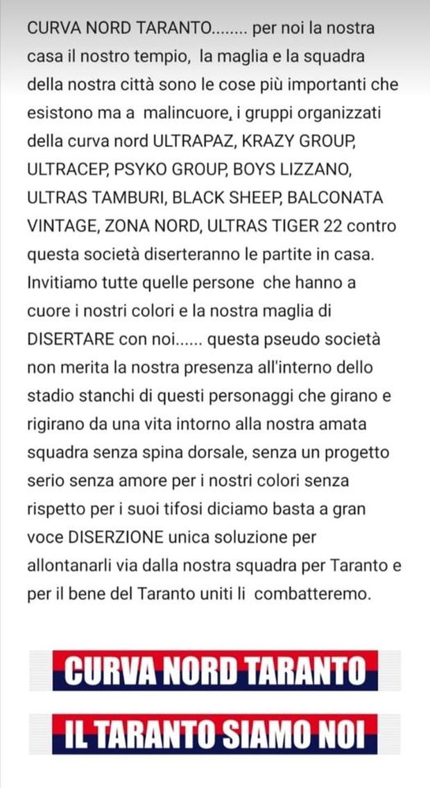 Taranto-Foggia, un derby senza ultras…di casa- immagine 2