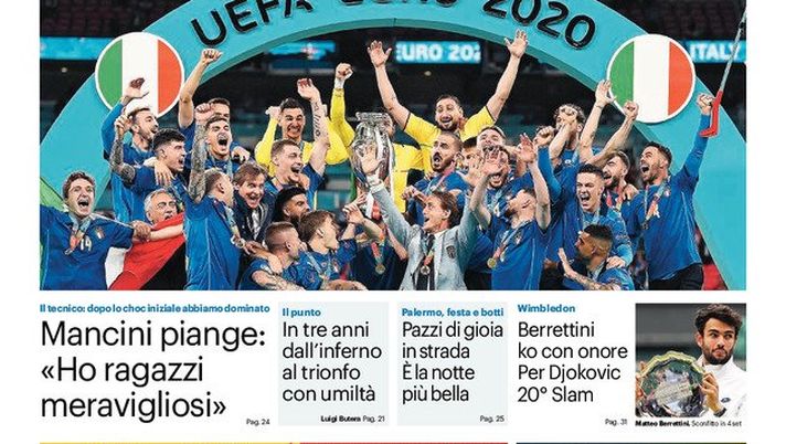 Prima Pagina, Giornale di Sicilia: &#8220;I campioni siamo noi&#8221;