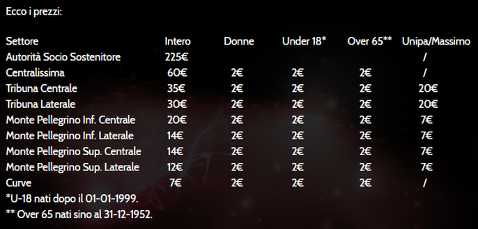 Prezzi biglietti Palermo-Fiorentina del 30 aprile Prezzi biglietti Palermo-Fiorentina del 30 aprile