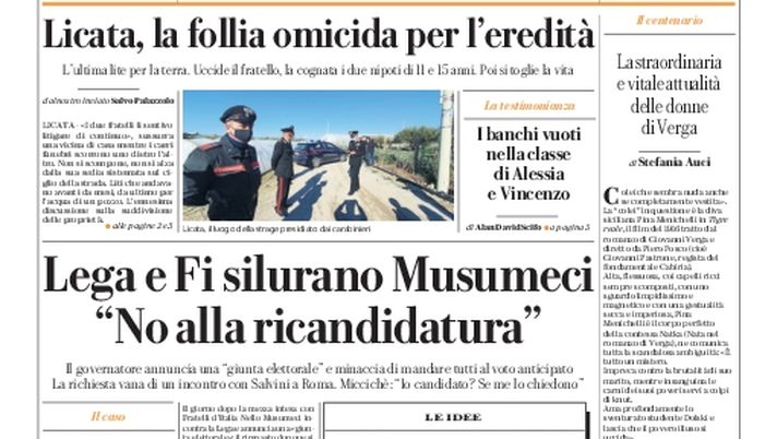 Prima Pagina, La Repubblica-Palermo: “Lega e Fi silurano Musumeci” - immagine 1