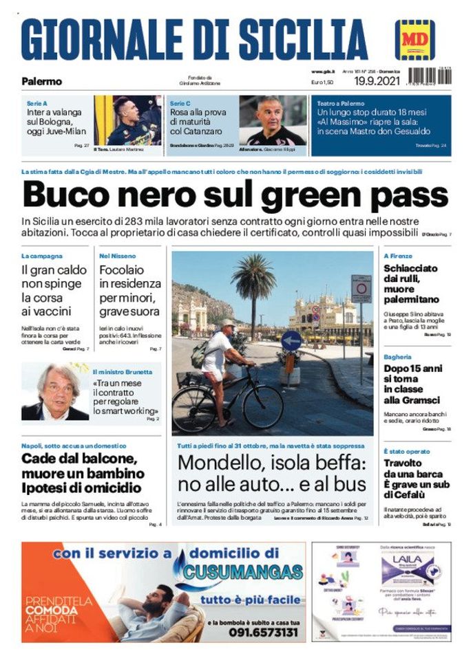 Prima Pagina, Giornale di Sicilia: “Rosa alla prova di maturità contro il Catanzaro” Prima Pagina, Giornale di Sicilia: “Rosa alla prova di maturità contro il Catanzaro”