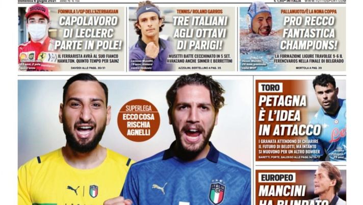 Prima Pagina, Tuttosport: “Gigio-Locatelli, torna l’ItalJuve. Toro, idea Petagna”