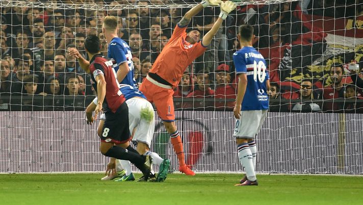GENOA, ITALY - OCTOBER 22: Christian Puggioni Sampdoria saves it during the Serie A match between UC Sampdoria and Genoa CFC at Stadio Luigi Ferraris on October 22, 2016 in Genoa, Italy. Photo by Getty Images/Getty Images GENOA, ITALY - OCTOBER 22: Christian Puggioni Sampdoria saves it during the Serie A match between UC Sampdoria and Genoa CFC at Stadio Luigi Ferraris on October 22, 2016 in Genoa, Italy. Photo by Getty Images/Getty Images