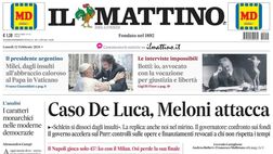 PRIMA PAGINA IL MATTINO OGGI: “Il Napoli gioca solo 45′, ko con il Milan. Senza voce”