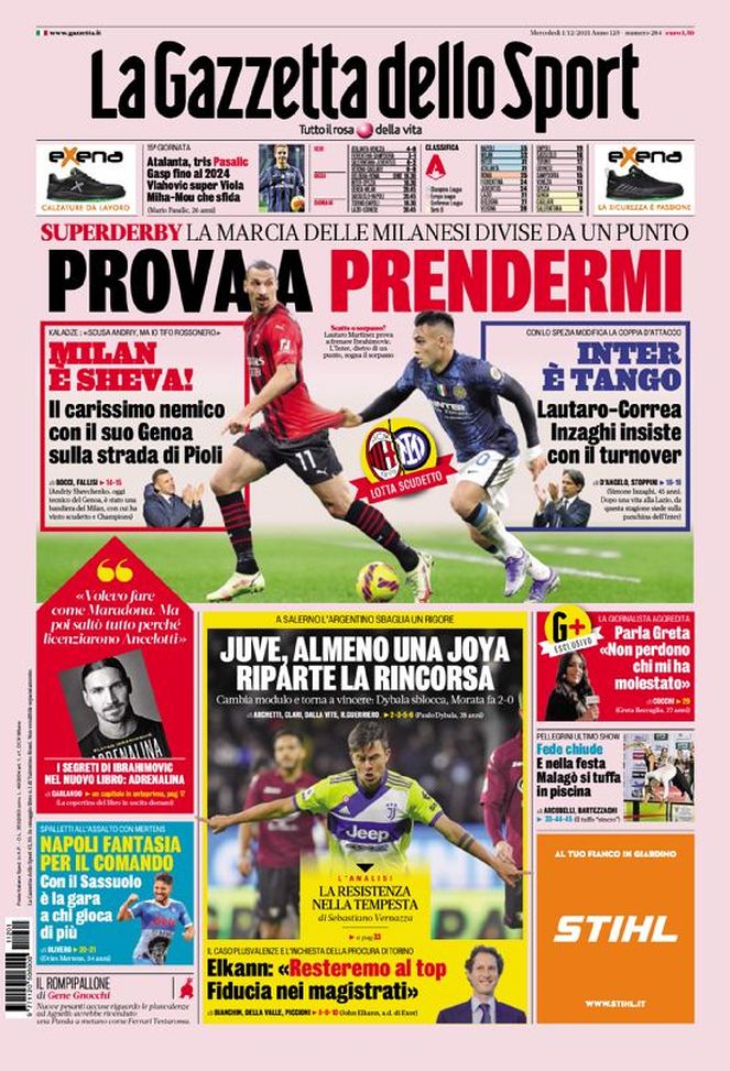 Prima Pagina, La Gazzetta dello Sport: “Prova a prendermi. Juve, almeno una Joya”  Prima Pagina, La Gazzetta dello Sport: “Prova a prendermi. Juve, almeno una Joya” - immagine 1