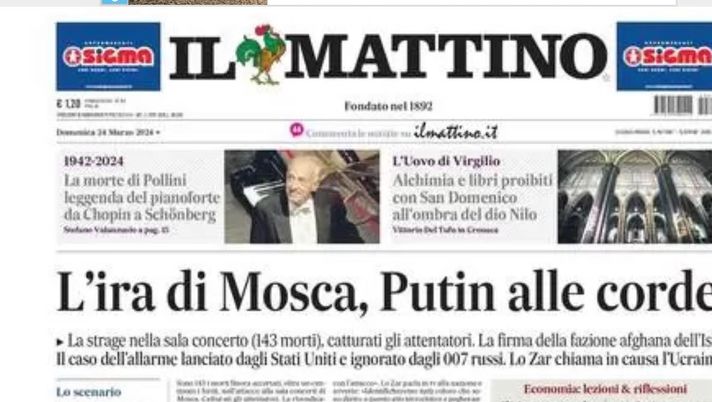 PRIMA PAGINA IL MATTINO OGGI