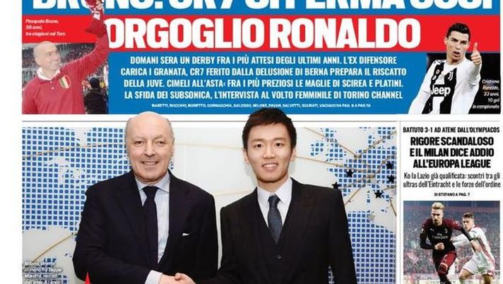Prima Pagina, Tuttosport: “Marotta sfida la Juve. Orgoglio Ronaldo. Rigore scandaloso, il Milan…”  Prima Pagina, Tuttosport: “Marotta sfida la Juve. Orgoglio Ronaldo. Rigore scandaloso, il Milan…”