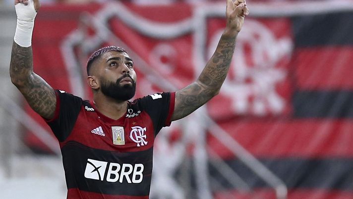 RIO DE JANEIRO, BRAZIL - FEBRUARY 04: Gabriel Barbosa of Flamengo celebrates after scoring a goal during a match between Flamengo and Vasco da Gama as part of 2020 Brasileirao Series A at Maracana Stadium on February 04, 2021 in Rio de Janeiro, Brazil. (Photo by Buda Mendes/Getty Images) RIO DE JANEIRO, BRAZIL - FEBRUARY 04: Gabriel Barbosa of Flamengo celebrates after scoring a goal during a match between Flamengo and Vasco da Gama as part of 2020 Brasileirao Series A at Maracana Stadium on February 04, 2021 in Rio de Janeiro, Brazil. (Photo by Buda Mendes/Getty Images)