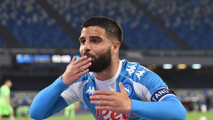 NAPLES, ITALY - APRIL 22: Lorenzo Insigne of Napoli celebrates after scoring the first goal of Napoli during the Serie A match between SSC Napoli and SS Lazio at Stadio Diego Armando Maradona on April 22, 2021 in Naples, Italy. (Photo by SSC NAPOLI/SSC NAPOLI via Getty Images) NAPLES, ITALY - APRIL 22: Lorenzo Insigne of Napoli celebrates after scoring the first goal of Napoli during the Serie A match between SSC Napoli and SS Lazio at Stadio Diego Armando Maradona on April 22, 2021 in Naples, Italy. (Photo by SSC NAPOLI/SSC NAPOLI via Getty Images)