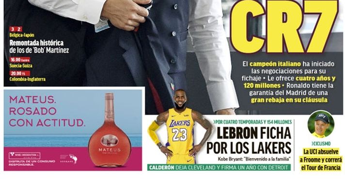 Prima Pagina, Marca: “La Juve fa sul serio per CR7. Rimonta storica dei ragazzi di ‘Bob’ Martinez…”  Prima Pagina, Marca: “La Juve fa sul serio per CR7. Rimonta storica dei ragazzi di ‘Bob’ Martinez…”