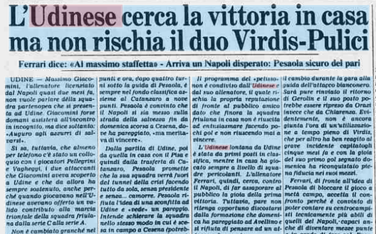 Accadde Oggi: 13/1/83, l’Udinese contro un Napoli disperato