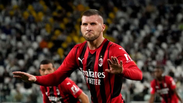 TURIN, ITALY - SEPTEMBER 19: Ante Rebic of AC Milan celebrates after coring their side' during the Serie A match between Juventus and AC Milan at the Allianz Stadium in Turin, Italy on September 19, 2021 in Turin, Italy. (Photo by Pier Marco Tacca/Getty Images) I voti ufficiali al fantacalcio: Rebic come Dybala e Morata, deludono Theo, Kessié e Rabiot - immagine 1