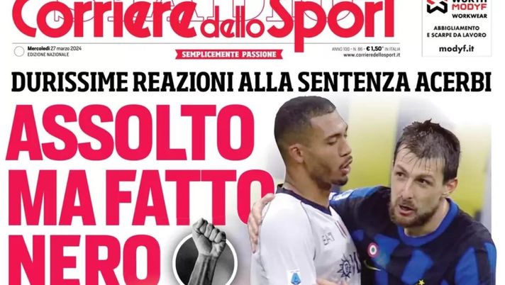 PRIMA PAGINA CORRIERE DELLO SPORT OGGI
