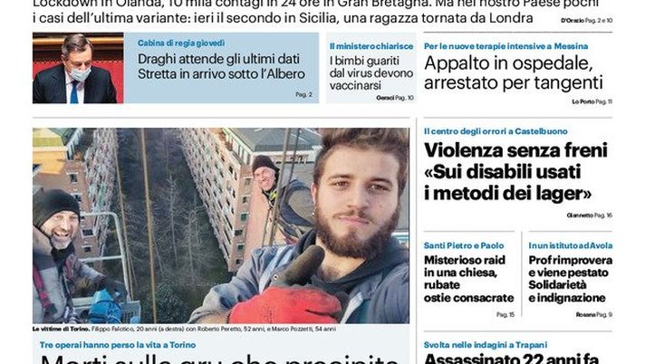 Prima Pagina, Giornale di Sicilia: “Il Bari al Barbera. Filippi: cancellare il derby” - immagine 1