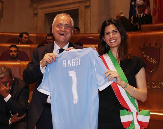 Claudio Lotito e Virginia Raggi Claudio Lotito e Virginia Raggi