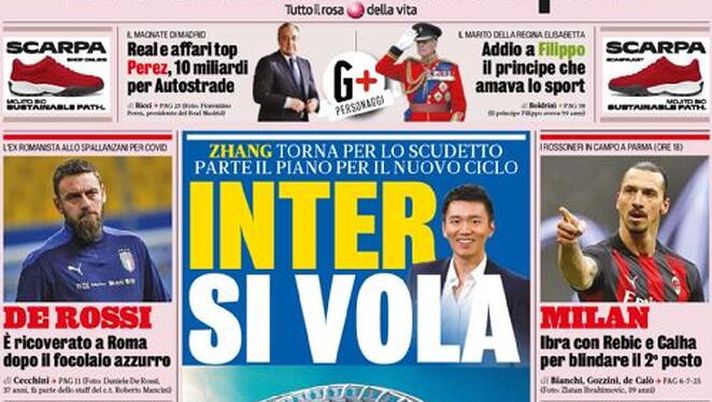 La Gazzetta dello Sport, la prima pagina di oggi, sabato 10 aprile 2021 