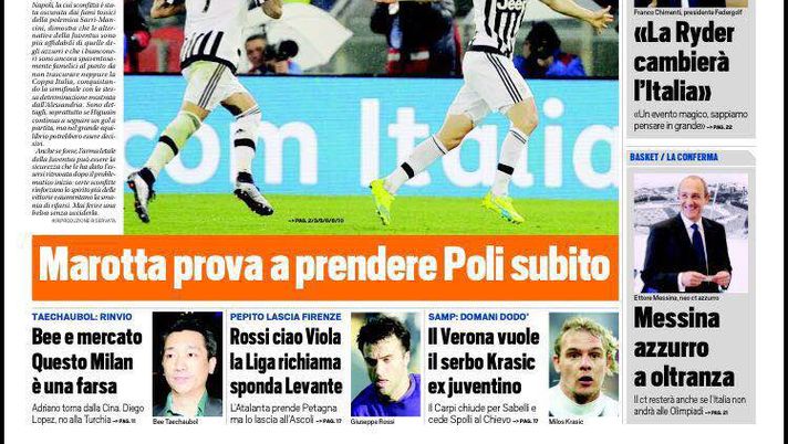 Prima Pagina, Tuttosport: “Potere Juve. A Sarri due turni di squalifica in Coppa Italia, ma che bufera. Toro meritavi di vincere, gol di Belotti” Prima Pagina, Tuttosport: “Potere Juve. A Sarri due turni di squalifica in Coppa Italia, ma che bufera. Toro meritavi di vincere, gol di Belotti”