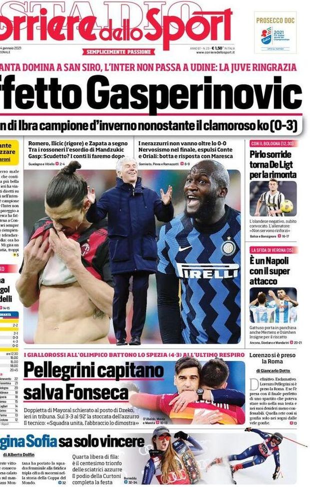 Il Corriere dello Sport, la prima pagina di oggi, domenica 24 gennaio 2021 Il Corriere dello Sport, la prima pagina di oggi, domenica 24 gennaio 2021
