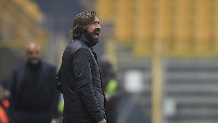 PARMA, ITALY - DECEMBER 19: Juventus coach Andrea Pirlo  during the Serie A match between Parma Calcio and Juventus at Stadio Ennio Tardini on December 19, 2020 in Parma, Italy. Sporting stadiums around Italy  remain under strict restrictions due to the Coronavirus Pandemic as Government social distancing laws prohibit fans inside venues resulting in games being played behind closed doors. (Photo by Daniele Badolato - Juventus FC/Juventus FC via Getty Images) 