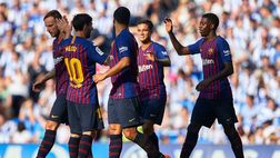Le rivali / Il Barcellona batte la Real Sociedad 2-1: quarta vittoria su quattro gare