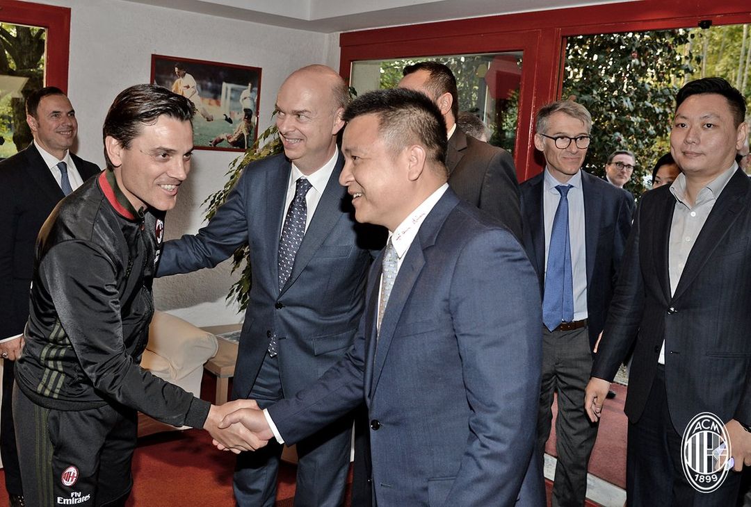  Fassone, Montella, Yonghong Li a Milanello, foto acmilan.com 