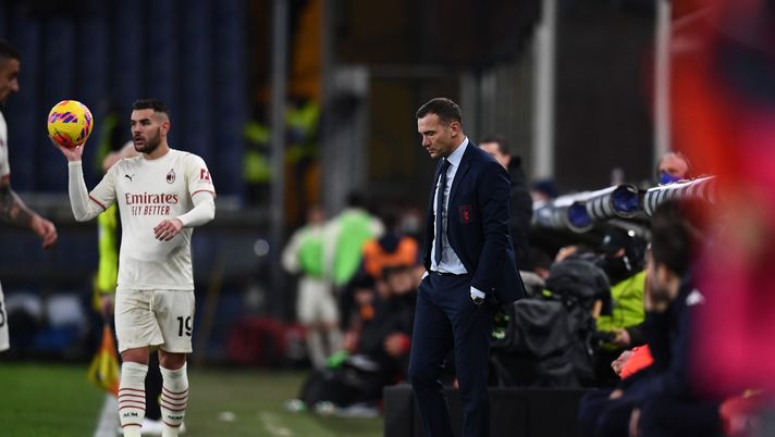 GENOA, ITALY - DECEMBER 01: Head coach of Genoa CFC Andrij Sevcenko reacts during the Serie A match between Genoa CFC and AC Milan at Stadio Luigi Ferraris on December 01, 2021 in Genoa, Italy. (Photo by Claudio Villa/AC Milan via Getty Images)