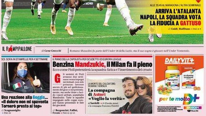 La Gazzetta dello Sport, la prima pagina di oggi, mercoledì 3 febbraio 2021 