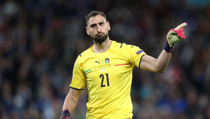 LONDON, ENGLAND - JULY 06: Gianluigi Donnarumma of Italy celebrates during the penalty shoot out during the UEFA Euro 2020 Championship Semi-final match between Italy and Spain at Wembley Stadium on July 06, 2021 in London, England. (Photo by Carl Recine - Pool/Getty Images) Donnarumma show anche in finale: decisivo sui rigore e miglior giocatore di Euro 2020 - immagine 1