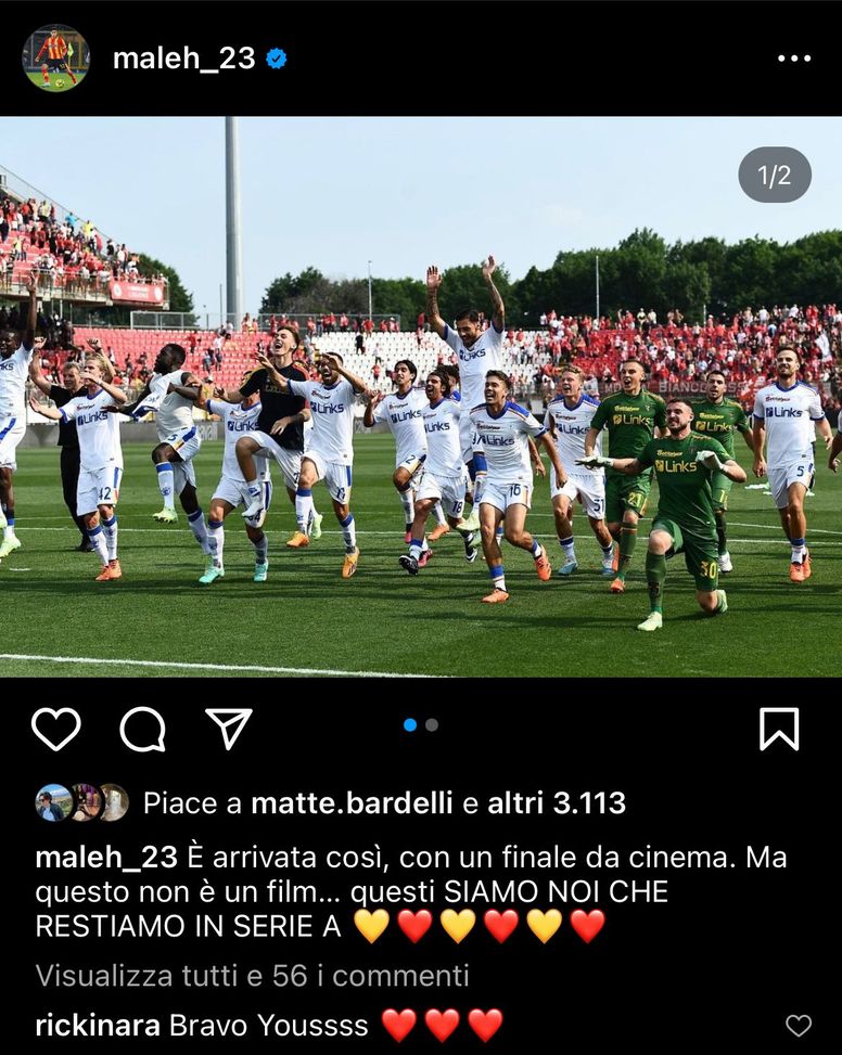 La gioia di Maleh: “Siamo noi che restiamo in Serie A!”. Arriva un bel commento- immagine 2